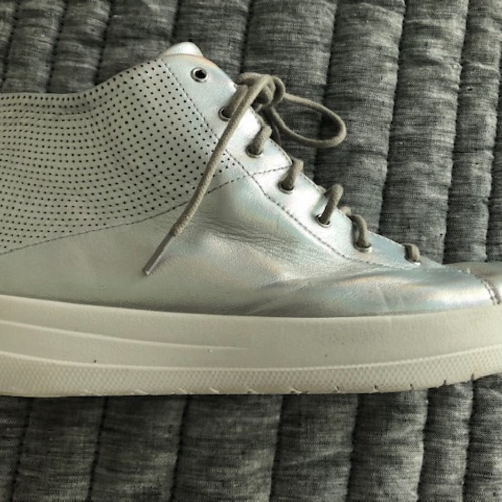FITFLOP,  HIigh Top,  Leather,  fashion sneakerr,  Soft Silver